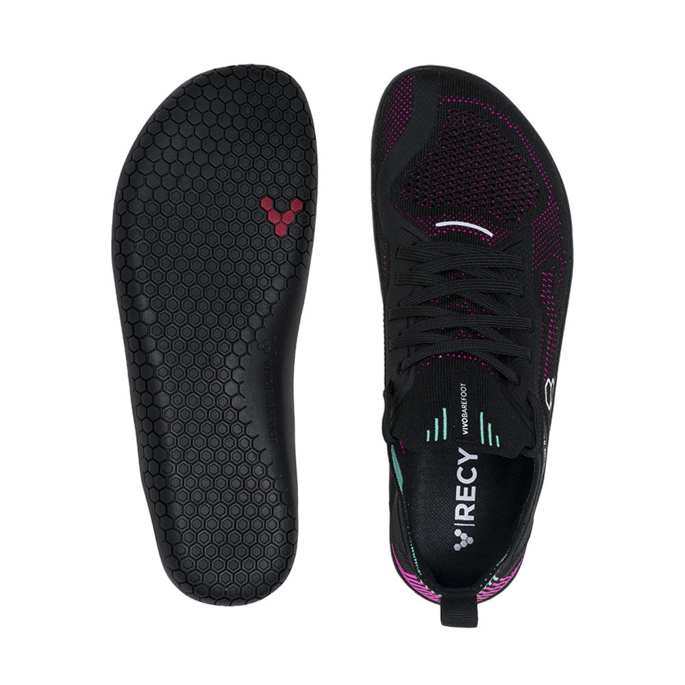 Vivobarefoot Primus Lite Knit Womens Obsidian/Vibrant Pink