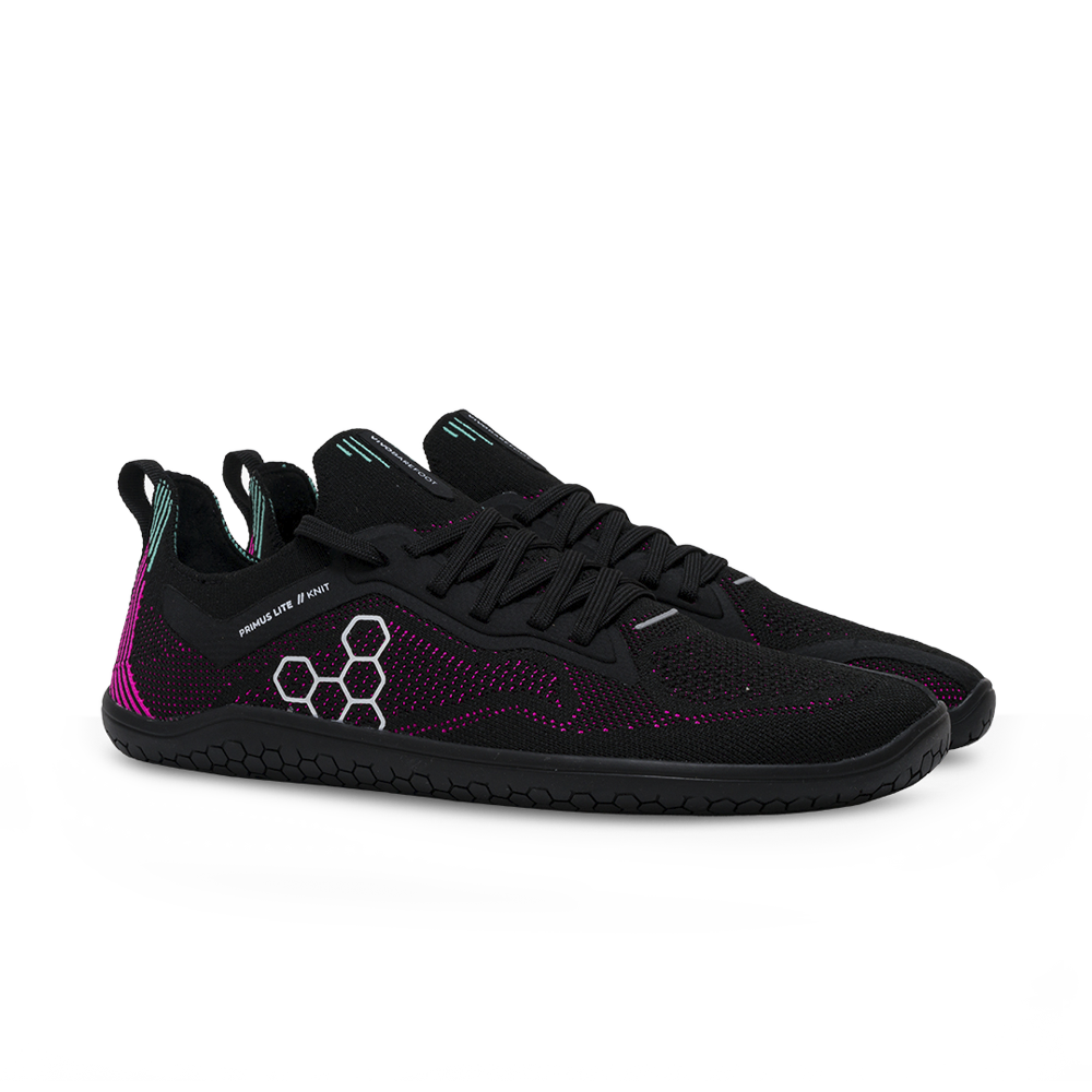 Vivobarefoot Primus Lite Knit Womens Obsidian/Vibrant Pink