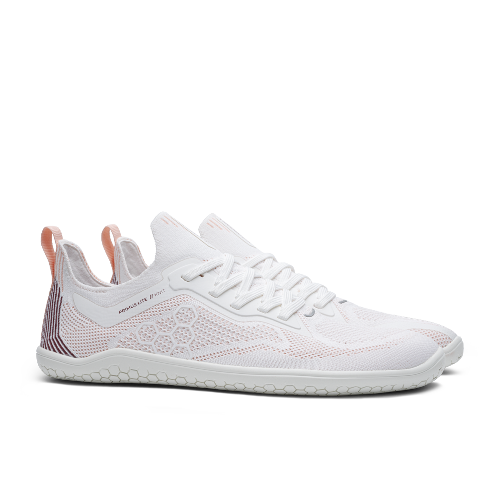 Vivobarefoot Primus Lite Knit Womens White/ Peach Melba